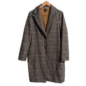 Topshop Plaid Checked Overcoat Size 8 Lined